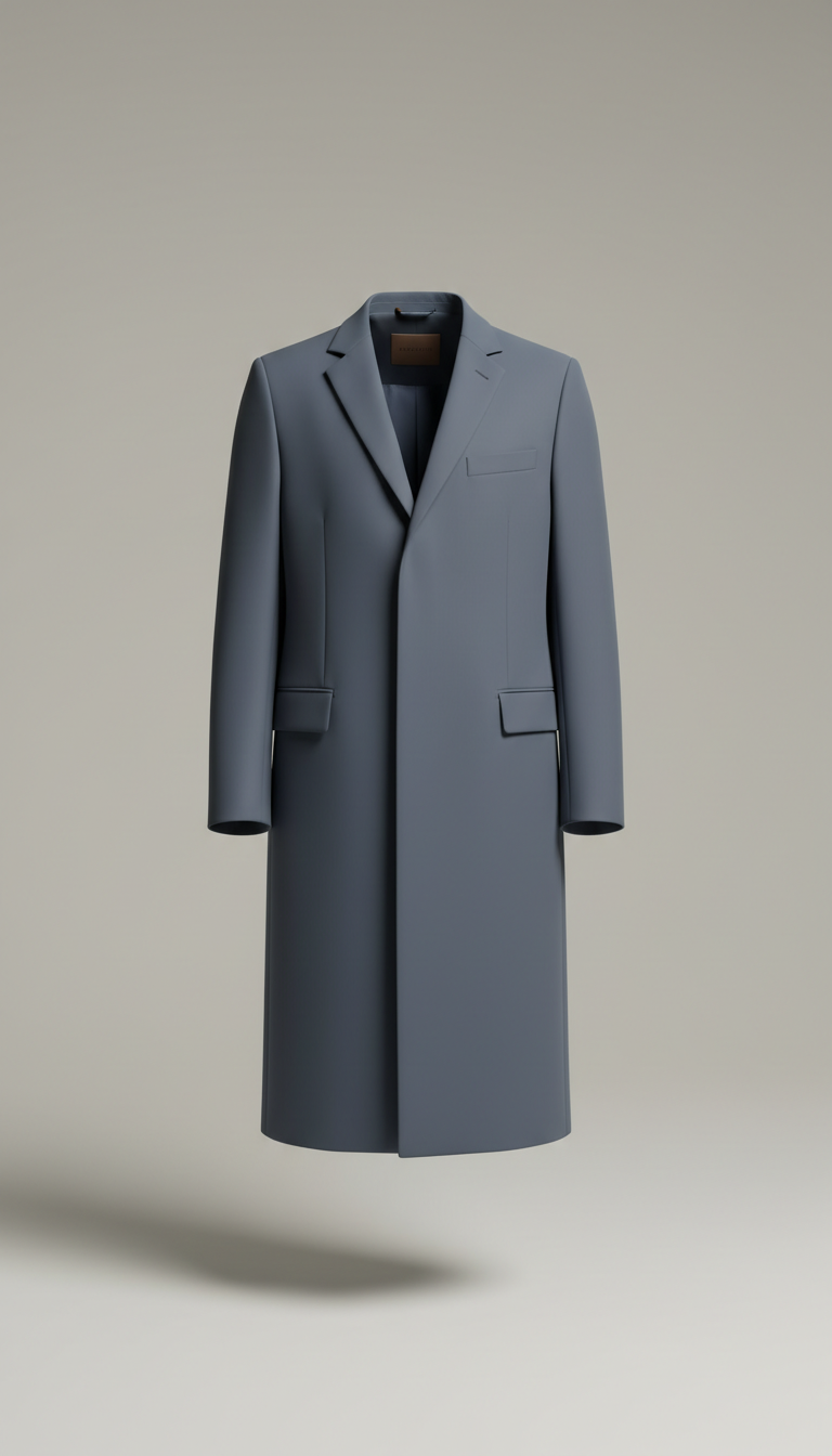 Minimalist overcoat in slate blue