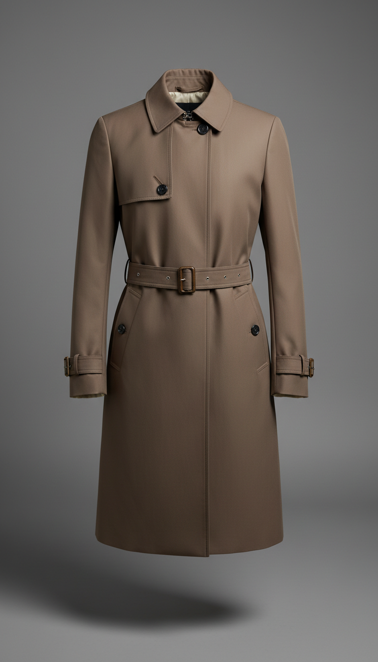 Technical trench coat in taupe brown