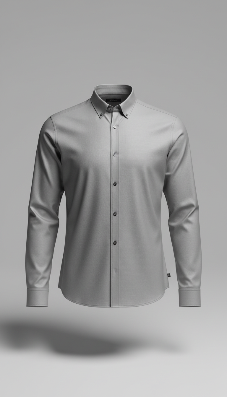 Technical blend button-down in matte silver